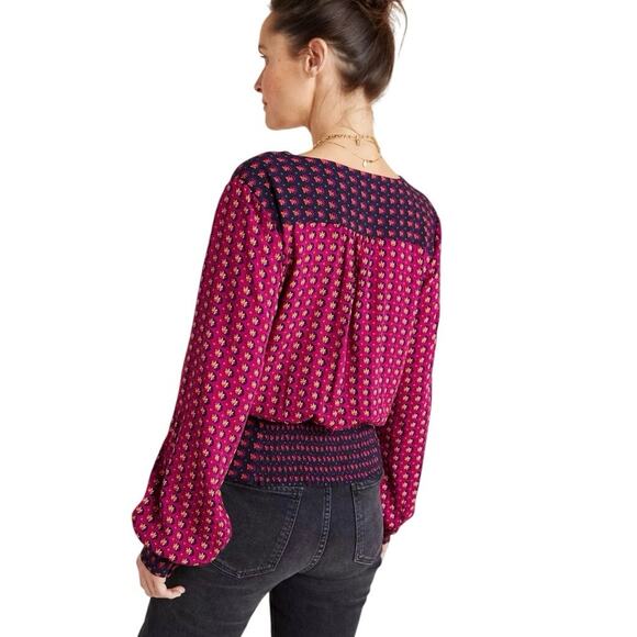 ANTHROPOLOGIE MAEVE BLOUSE WRAP LISA PUFFED SLEEVES SZ 2 FLORAL AESTHETIC V NECK - Picture 3 of 16